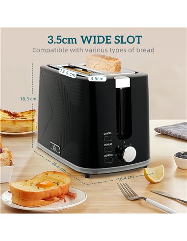 HOMCOM Modern Kettle and Toaster Set - Black