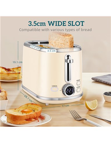 HOMCOM Polished Retro 40-100°C Kettle and Toaster Set - Cream