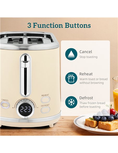 HOMCOM Polished Retro 40-100°C Kettle and Toaster Set - Cream