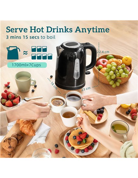 HOMCOM Simple Polished Toaster and Kettle Set - Black