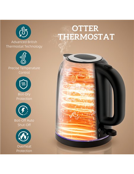 HOMCOM Simple Polished Toaster and Kettle Set - Black