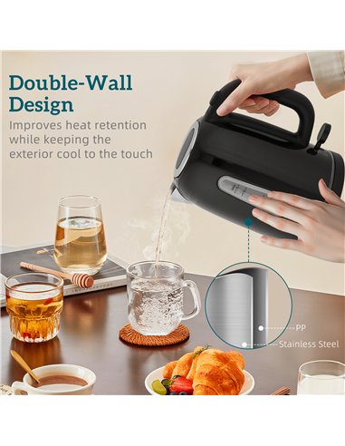 HOMCOM Simple Polished Toaster and Kettle Set - Black