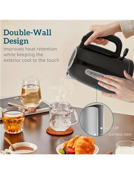 HOMCOM Simple Polished Toaster and Kettle Set - Black