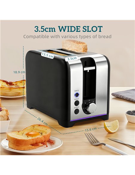 HOMCOM Simple Polished Toaster and Kettle Set - Black