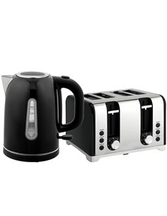 HOMCOM Kettle and Toaster Set, 1.7L 3000W Rapid Boil Jug Kettle with Otter Thermostat, Limescale Filter, 4 Slice Toaster with 7 