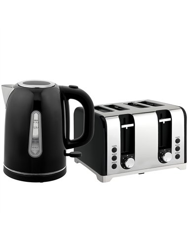 HOMCOM Kettle and Toaster Set, 1.7L 3000W Rapid Boil Jug Kettle with Otter Thermostat, Limescale Filter, 4 Slice Toaster with 7 