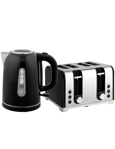 HOMCOM Kettle and Toaster Set, 1.7L 3000W Rapid Boil Jug Kettle with Otter Thermostat, Limescale Filter, 4 Slice Toaster with 7 