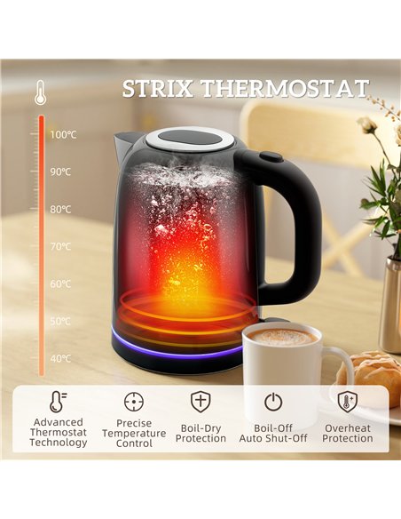 HOMCOM Kettle and Toaster Set, 1.7L 3000W Rapid Boil Jug Kettle with Otter Thermostat, Limescale Filter, 4 Slice Toaster with 7 