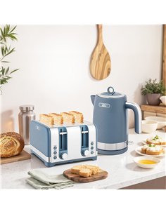 HOMCOM Sleek Textured Kettle and Four-Slice Toaster Set - Blue 2