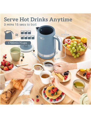 HOMCOM Sleek Textured Kettle and Four-Slice Toaster Set - Blue