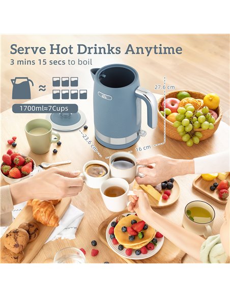 HOMCOM Sleek Textured Kettle and Four-Slice Toaster Set - Blue