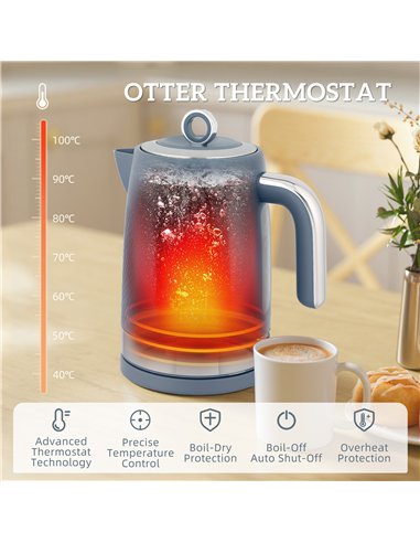 HOMCOM Sleek Textured Kettle and Four-Slice Toaster Set - Blue