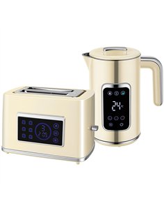 HOMCOM Touch Screen Kettle and Toaster Set - Cream