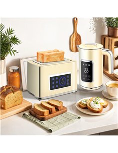 HOMCOM Touch Screen Kettle and Toaster Set - Cream 2