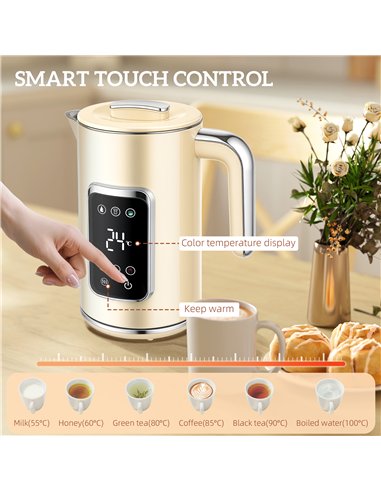 HOMCOM Touch Screen Kettle and Toaster Set - Cream