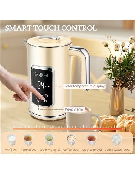 HOMCOM Touch Screen Kettle and Toaster Set - Cream