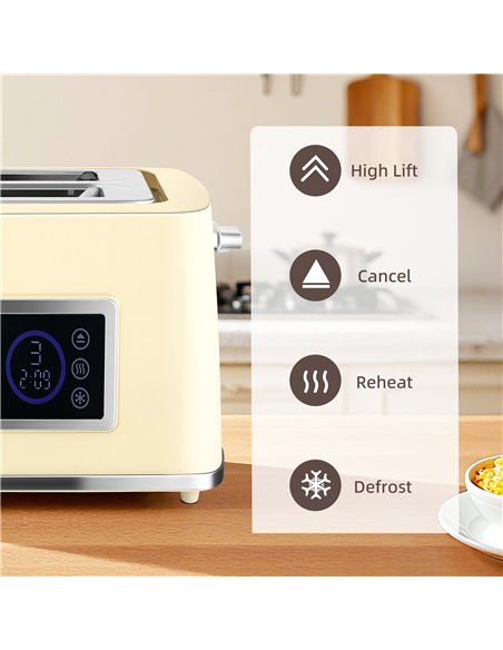 HOMCOM Touch Screen Kettle and Toaster Set - Cream