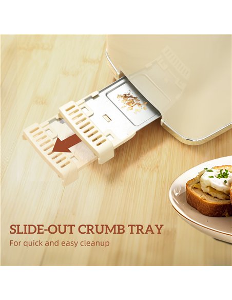 HOMCOM Touch Screen Kettle and Toaster Set - Cream