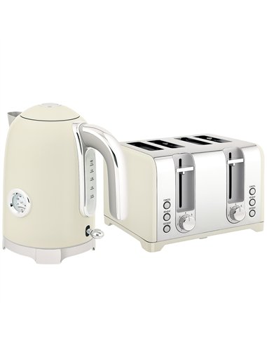 HOMCOM Retro 3000W Kettle and Toaster Set - Grey