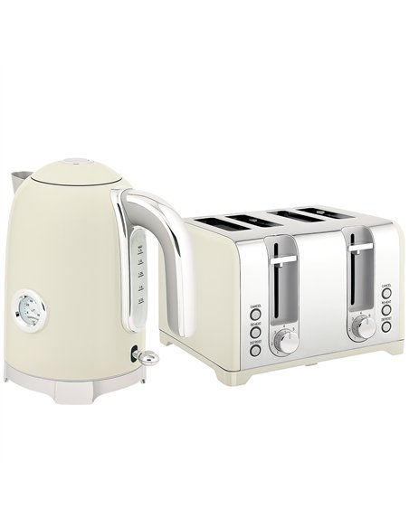 HOMCOM Retro 3000W Kettle and Toaster Set - Grey