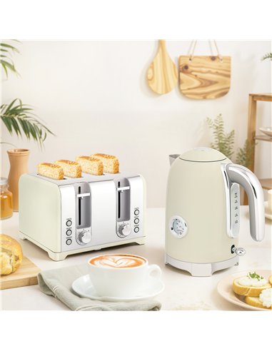 HOMCOM Retro 3000W Kettle and Toaster Set - Grey