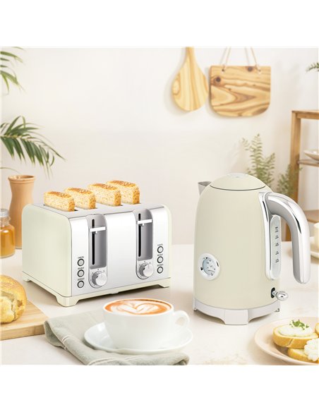 HOMCOM Retro 3000W Kettle and Toaster Set - Grey