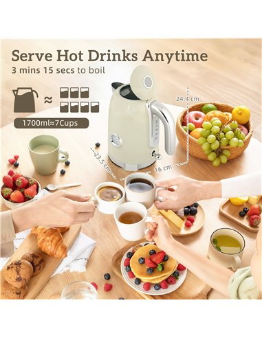 HOMCOM Retro 3000W Kettle and Toaster Set - Grey