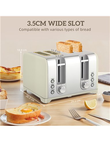 HOMCOM Retro 3000W Kettle and Toaster Set - Grey