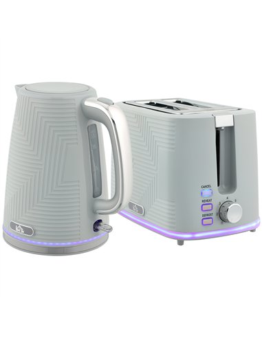 HOMCOM Modern Kettle and Toaster Set - Grey