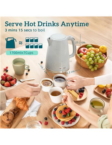 HOMCOM Modern Kettle and Toaster Set - Grey