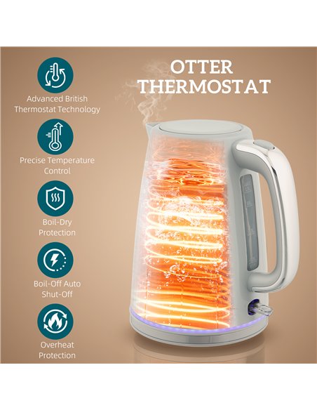 HOMCOM Modern Kettle and Toaster Set - Grey