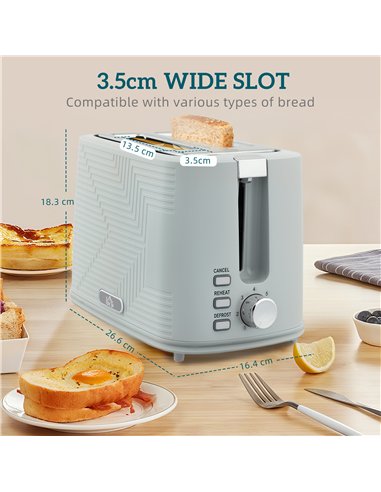 HOMCOM Modern Kettle and Toaster Set - Grey