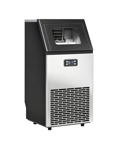HOMCOM Commercial Ice Maker Machine, Freestanding Stainless Steel Ice Machine with Self-Cleaning, LCD Display, 45kg/24 Hours and