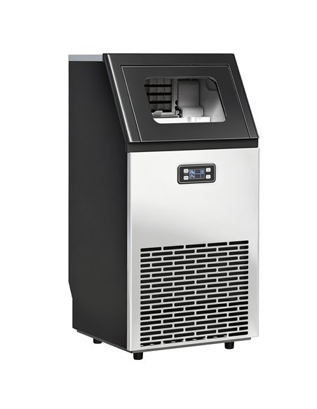 HOMCOM Commercial Ice Maker Machine, Freestanding Stainless Steel Ice Machine with Self-Cleaning, LCD Display, 45kg/24 Hours and