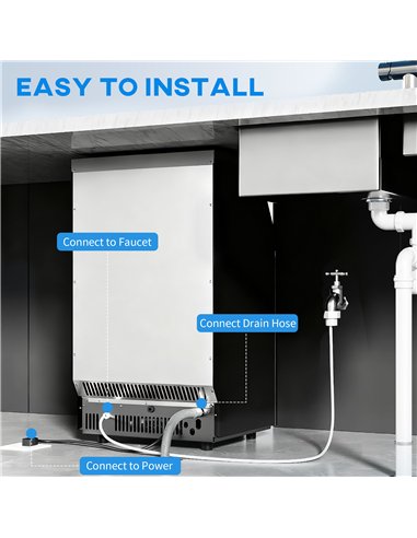 HOMCOM Commercial Ice Maker Machine, Freestanding Stainless Steel Ice Machine with Self-Cleaning, LCD Display, 45kg/24 Hours and