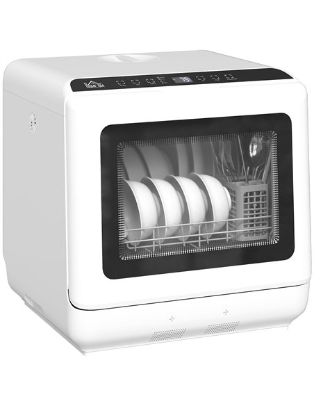 HOMCOM 6L Five-Mode Tabletop Dishwasher - White