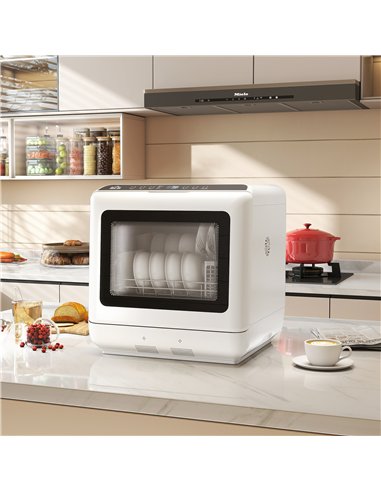 HOMCOM 6L Five-Mode Tabletop Dishwasher - White