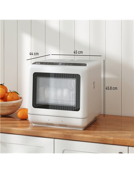 HOMCOM 6L Five-Mode Tabletop Dishwasher - White