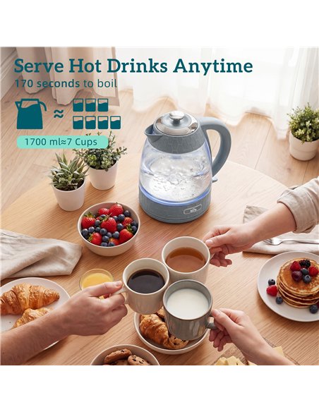 HOMCOM Kettle and Toaster Set, 1.7L 3000W Rapid Kettle with Strix Thermostat, 4 Slice Toaster with 7 Browning Controls, Grey