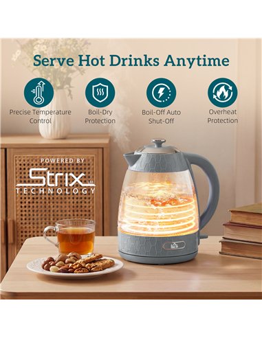 HOMCOM Kettle and Toaster Set, 1.7L 3000W Rapid Kettle with Strix Thermostat, 4 Slice Toaster with 7 Browning Controls, Grey