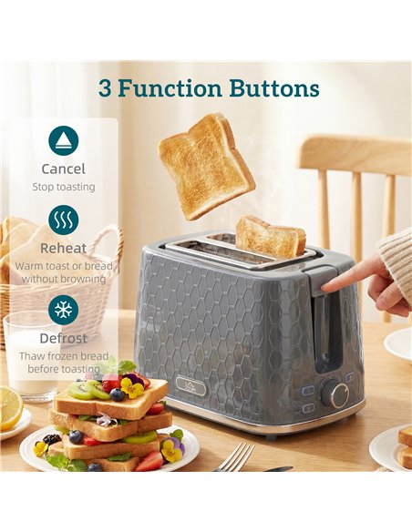 HOMCOM Kettle and Toaster Set, 1.7L 3000W Rapid Kettle with Limescale Filter, 2 Slice Toaster with 7 Browning Controls, Grey