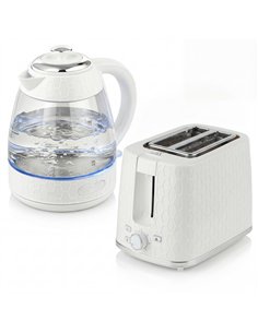 HOMCOM Kettle and Toaster Set, 1.7L 3000W Rapid Kettle with Limescale Filter, 2 Slice Toaster with 7 Browning Controls, Cream