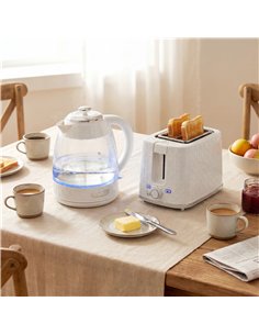 HOMCOM Kettle and Toaster Set, 1.7L 3000W Rapid Kettle with Limescale Filter, 2 Slice Toaster with 7 Browning Controls, Cream 2