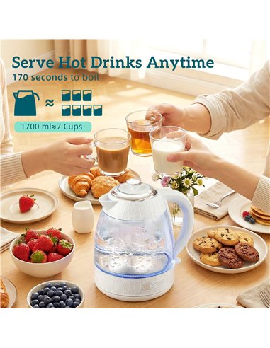 HOMCOM Kettle and Toaster Set, 1.7L 3000W Rapid Kettle with Limescale Filter, 2 Slice Toaster with 7 Browning Controls, Cream