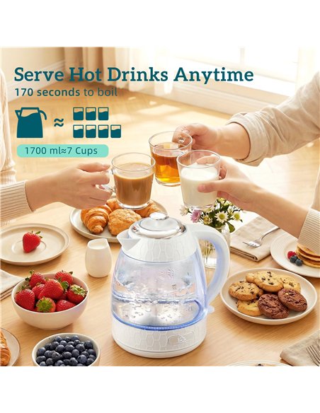 HOMCOM Kettle and Toaster Set, 1.7L 3000W Rapid Kettle with Limescale Filter, 2 Slice Toaster with 7 Browning Controls, Cream