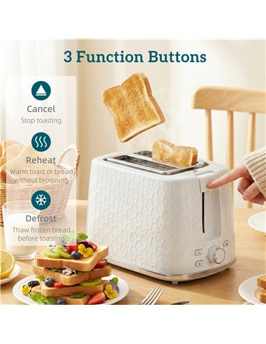 HOMCOM Kettle and Toaster Set, 1.7L 3000W Rapid Kettle with Limescale Filter, 2 Slice Toaster with 7 Browning Controls, Cream