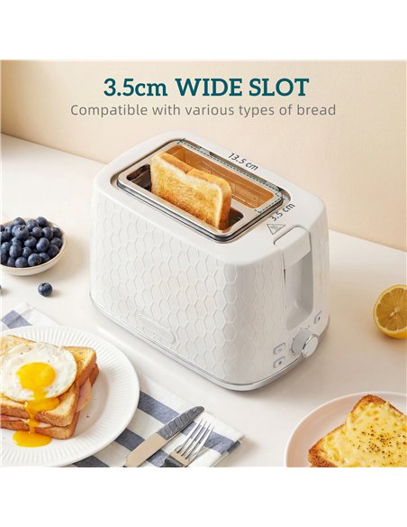 HOMCOM Kettle and Toaster Set, 1.7L 3000W Rapid Kettle with Limescale Filter, 2 Slice Toaster with 7 Browning Controls, Cream