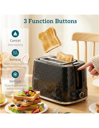 HOMCOM Kettle and Toaster Set, 1.7L 3000W Rapid Kettle with Limescale Filter, 2 Slice Toaster with 7 Browning Controls, Black