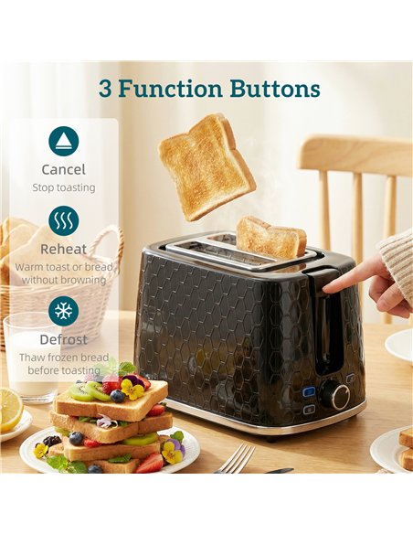 HOMCOM Kettle and Toaster Set, 1.7L 3000W Rapid Kettle with Limescale Filter, 2 Slice Toaster with 7 Browning Controls, Black