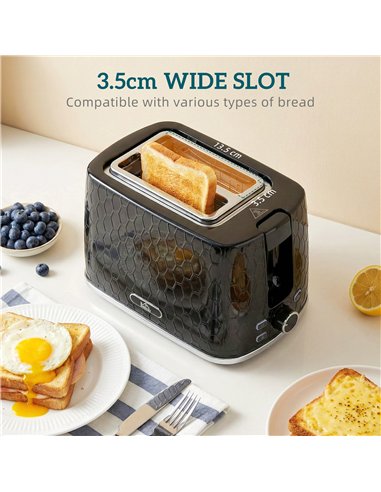 HOMCOM Kettle and Toaster Set, 1.7L 3000W Rapid Kettle with Limescale Filter, 2 Slice Toaster with 7 Browning Controls, Black